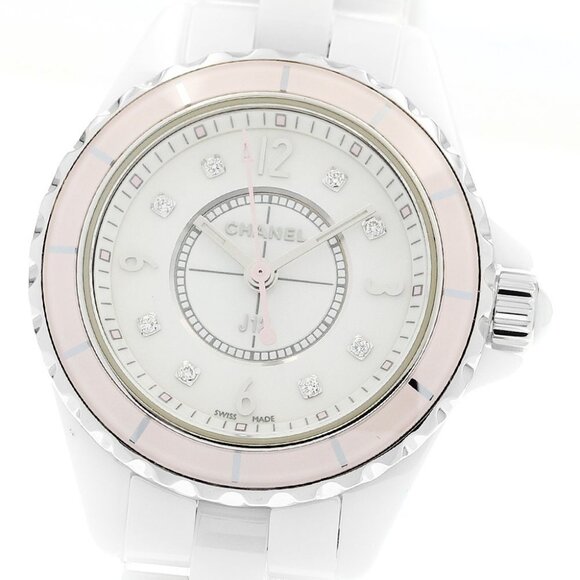 CHANEL J12 H4466 8P Diamond Soft Pink white Dial Quartz Ladies Watch_897251 - Picture 1 of 6